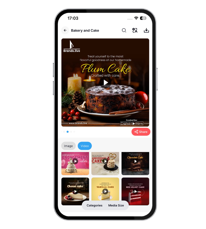 Bakery and Cake Videos & Reels for Social Media